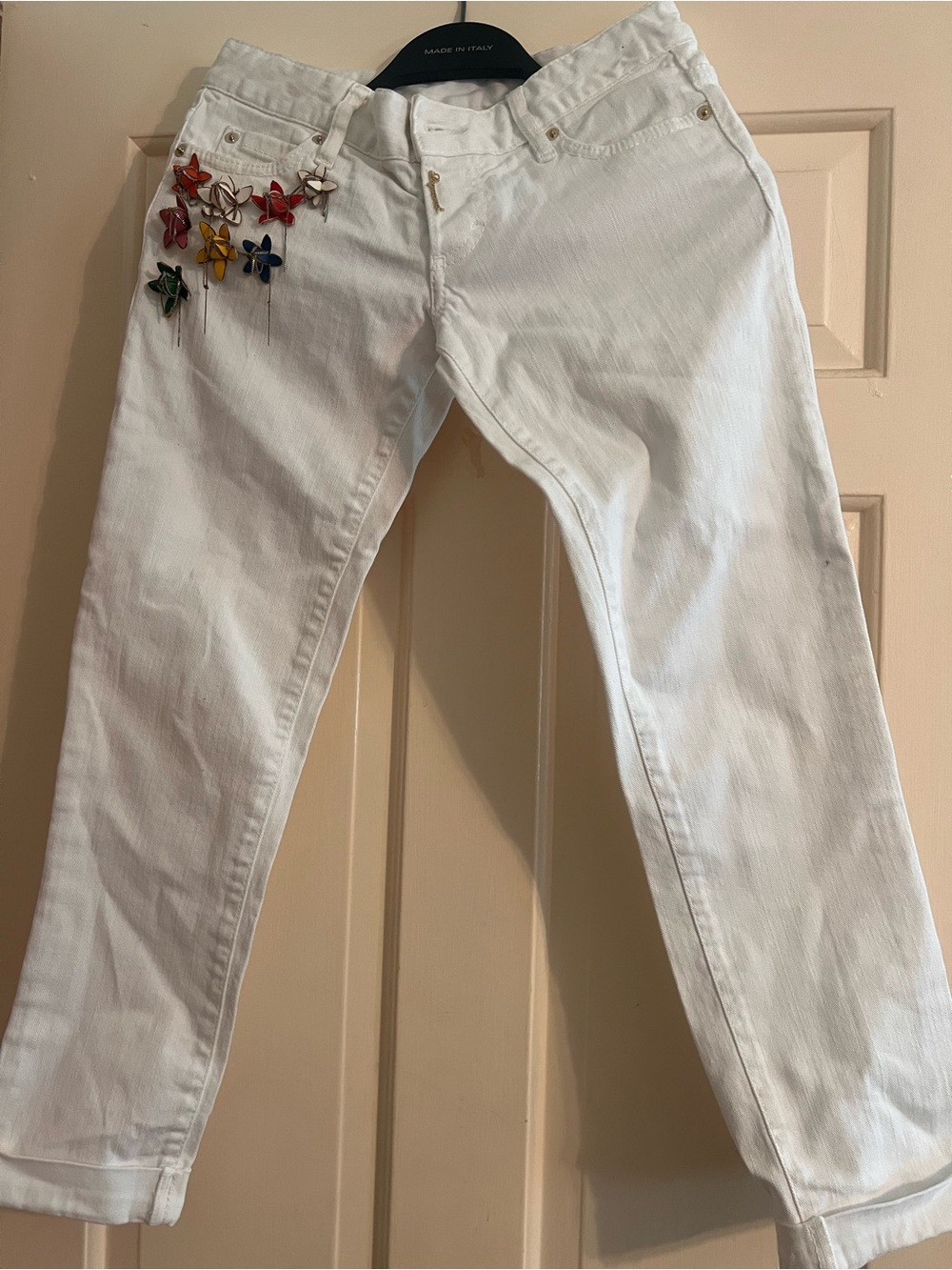 Dsquared2 vibrant 3d eccentric pants/jeans floral appliqué embroidered y2k 2000s